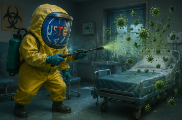 Hazmat suit spraying USTD coins